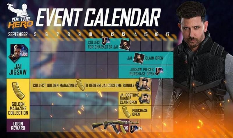 Free Fire event calendar